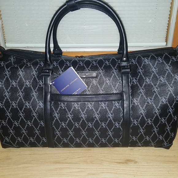 adrienne vittadini embossed signature duffle